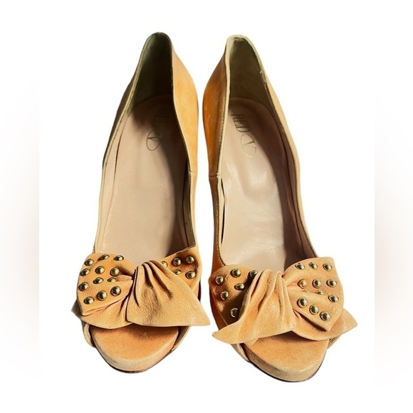 Red Valentino Pink Bow Peep Toe Leather Sandals - Picture 2 of 4